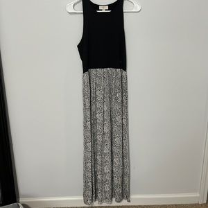 Loft , beautiful flowy dress, black racer top